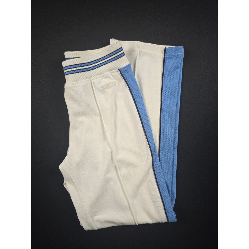 New York Laundry White Track Pants Blue Mesh Stripe Stitched Crease Medium